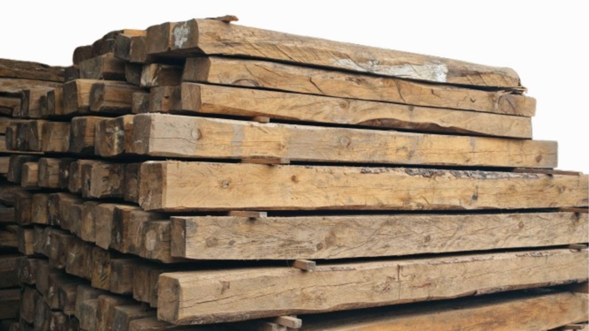 Stacked solid pine wood ideal for heavy-duty closet shelves with natural grain and durability.