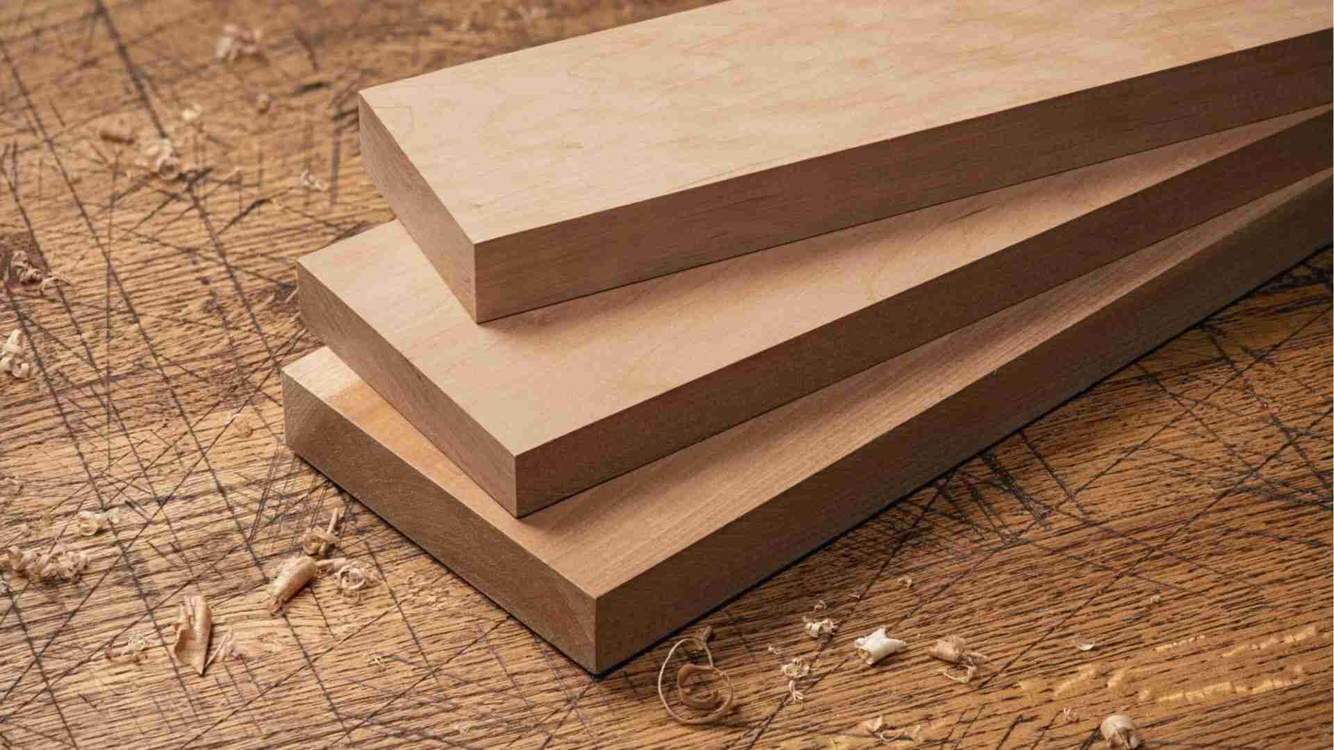 Cherry hard plywood in different sizes for the closet shelf.