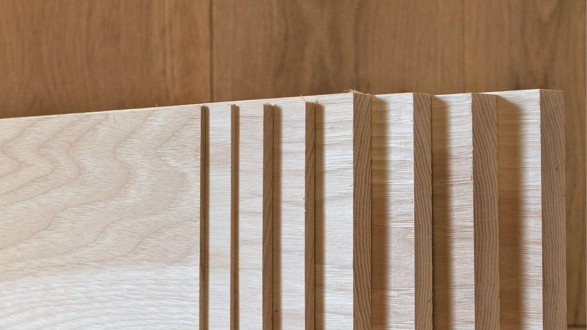 Smooth Hickory plywood panels cut for custom closet shelves offering strength and warp resistance.